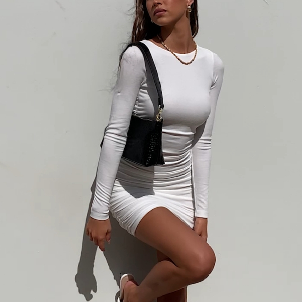 Open Back Ribbed Mini Bodycon Dress - Picture 5 of 6